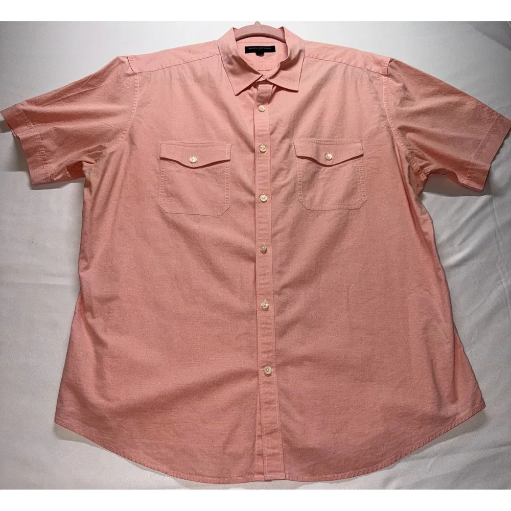 Banana Republic Button Down‎ Shirt Mens XL salmon/peach Short Sleeve Casual